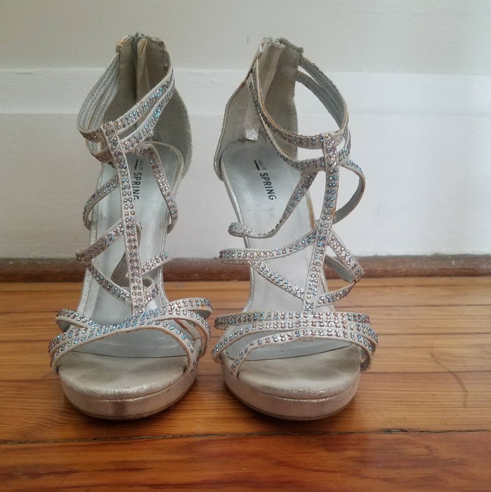 Call It Spring Silver Rhinestone Heels